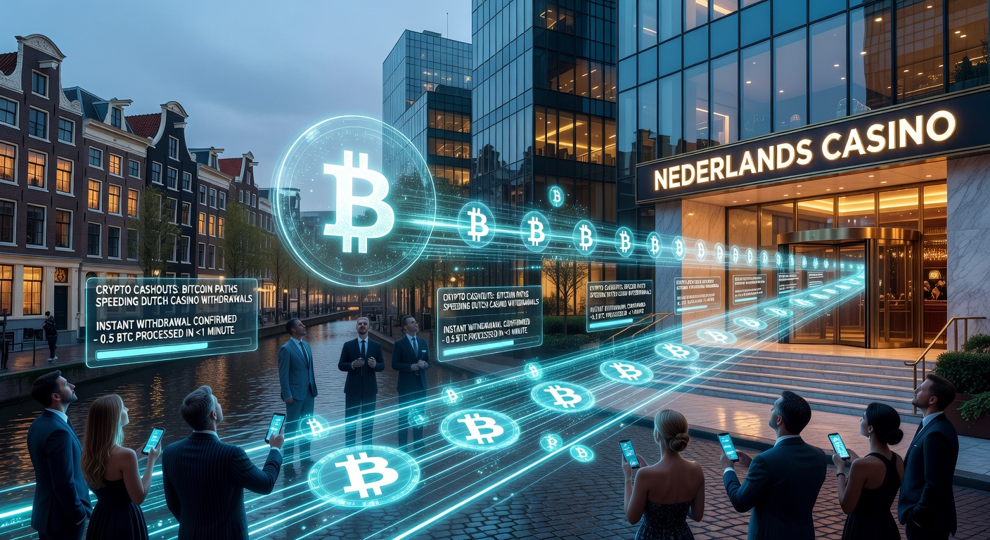 Bitcoin-transacties op een digitaal casino-platform in Nederland, met focus op snelle uitbetalingen