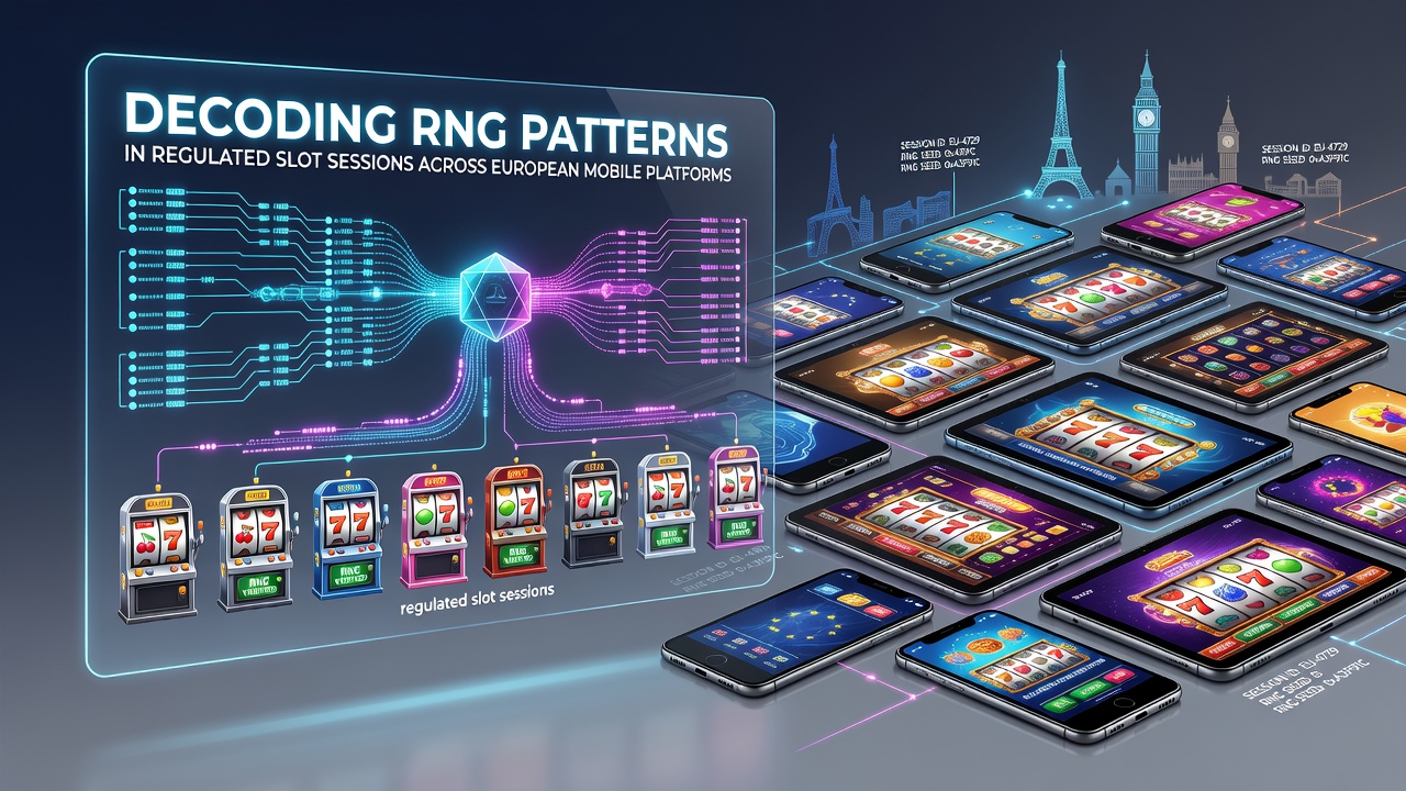 Illustratie van RNG-analyse in mobiele slotinterfaces met diagrammen en statistieken