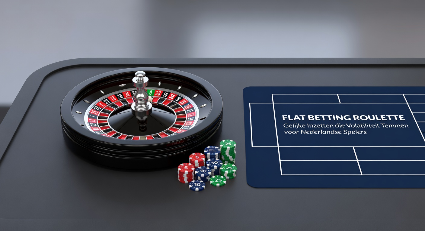 Roulettewiel met fiches in gelijke inzetpatronen, illustrerend flat betting in een Nederlands online casino
