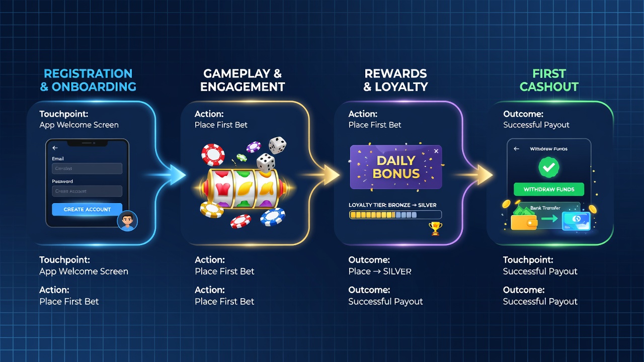 Infographic over betalings- en uitbetalingsprocessen in Nederlandse casino-apps met focus op cashout touchpoints