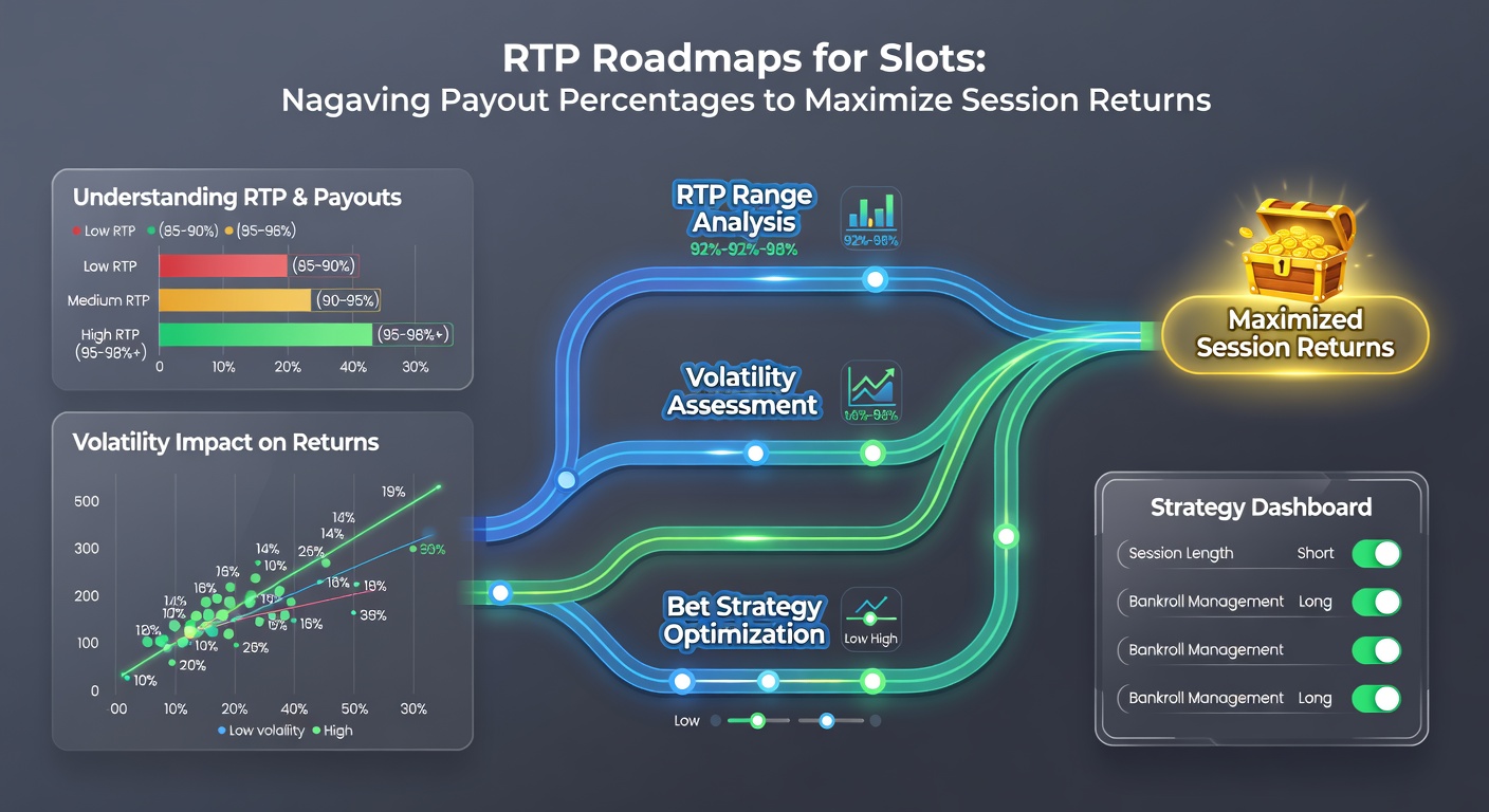 Voorbeeld van een RTP-heatmap voor een hoge-volatiliteit slot, met gekleurde zones voor uitbetalingscycli