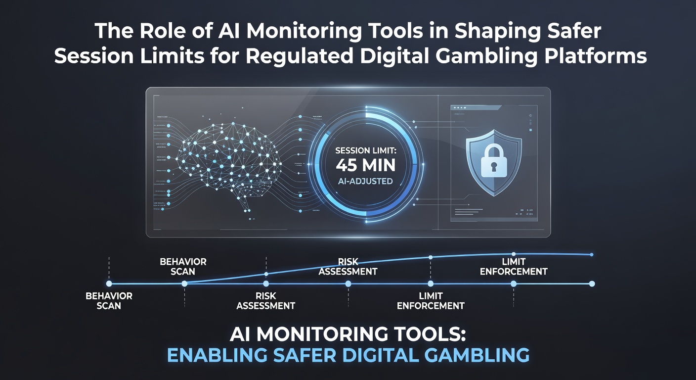 Illustratie van AI-monitoringtools die sessielimieten analyseren op digitale gokplatforms in Nederland